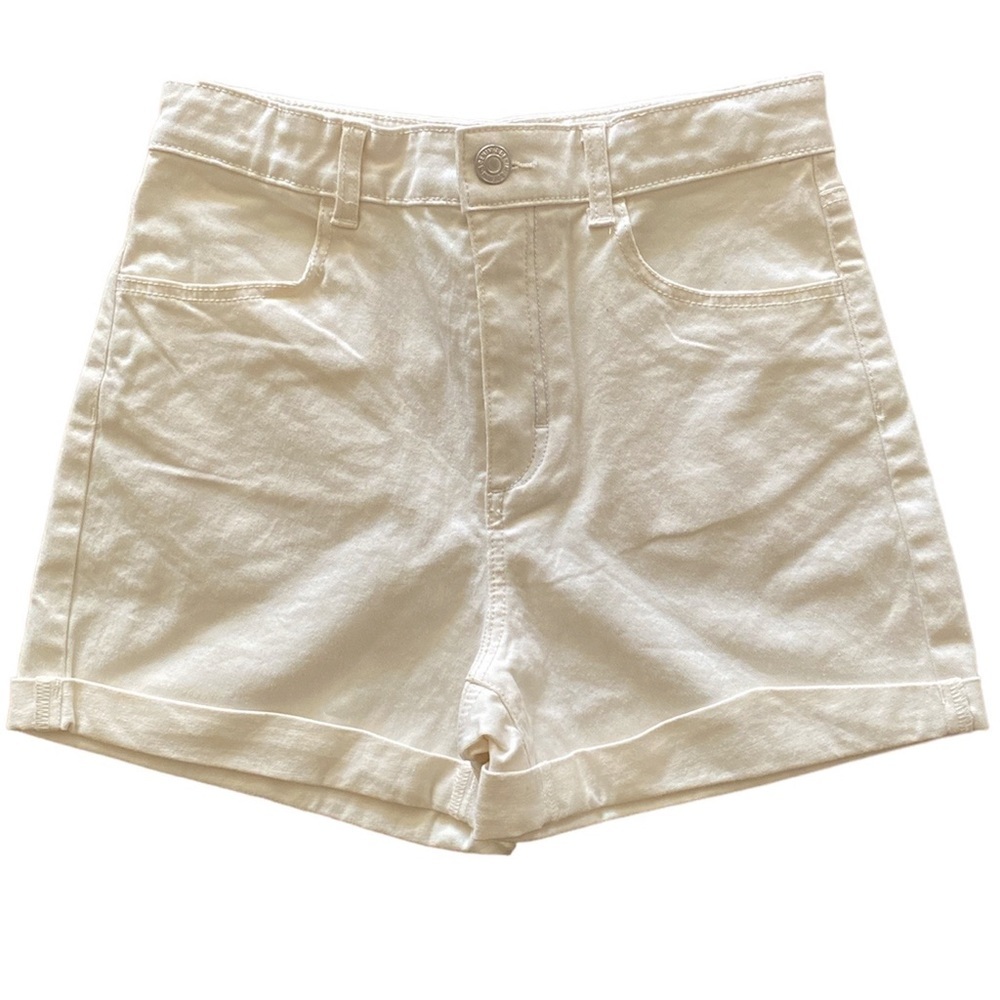NWT H&M Girls Off White Jean Cuffed Shorts Size 14